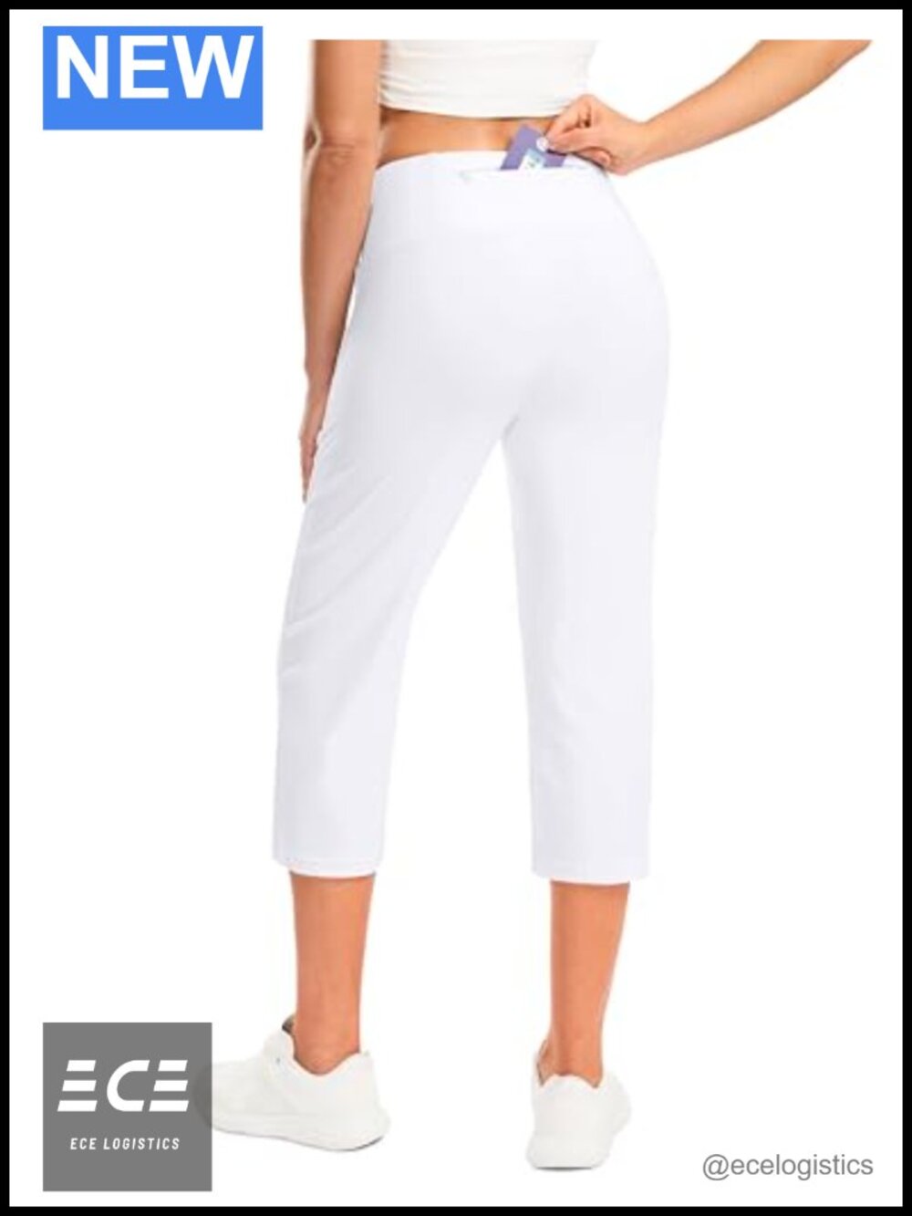 High Waist Yoga Capri Pants with Zipper Pocket Straight Leg Workout